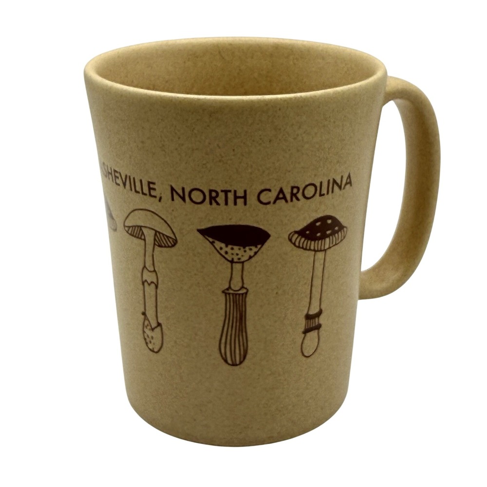 Harvest Records, Asheville North Carolina Coffee Mug Cup Mushrooms Brown